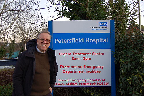 Lib Dem Dominic Martin at Petersfield Hospital